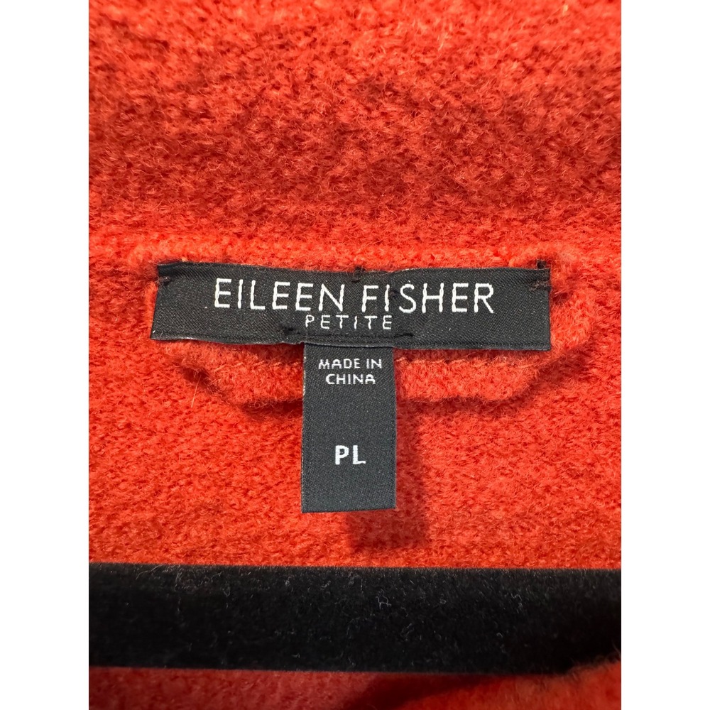 Eileen Fisher Petite Large Burnt Orange Boiled Wool Coat Snap Front Pockets - Picture 4 of 10